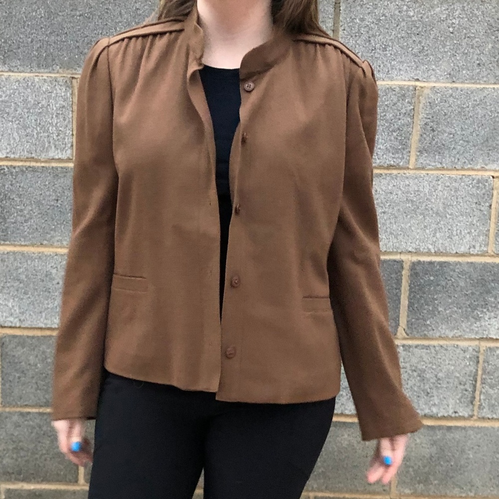 Vintage Wool Light‎ Medium Brown Button up Jacket